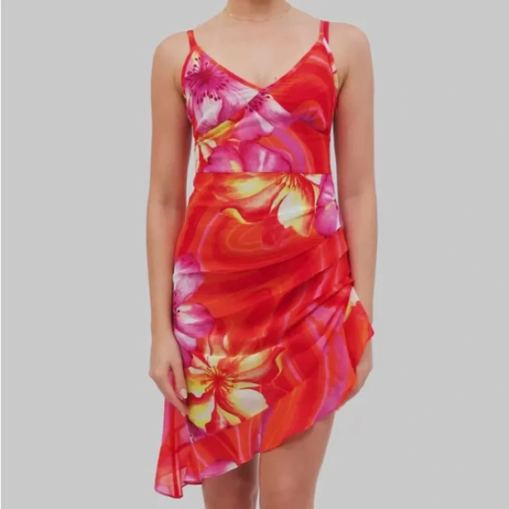NWT Blackbough Bridget Sheer Sun Dress - Spritz - Asymmetrical Ruffled Slip - Picture 3 of 17